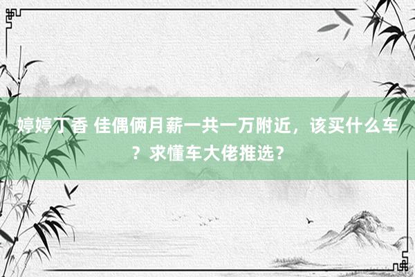 婷婷丁香 佳偶俩月薪一共一万附近，该买什么车？求懂车大佬推选？