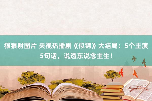 狠狠射图片 央视热播剧《似锦》大结局：5个主演5句话，说透东说念主生！