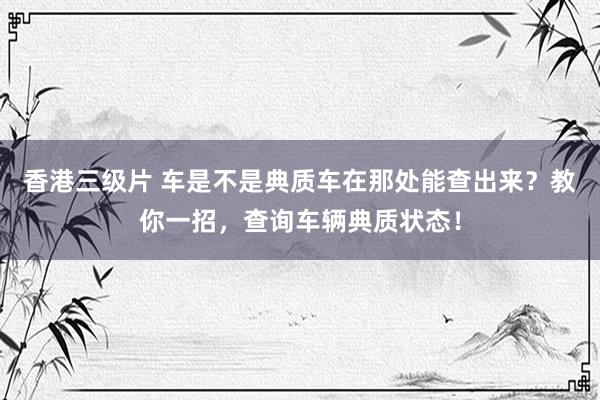 香港三级片 车是不是典质车在那处能查出来？教你一招，查询车辆典质状态！