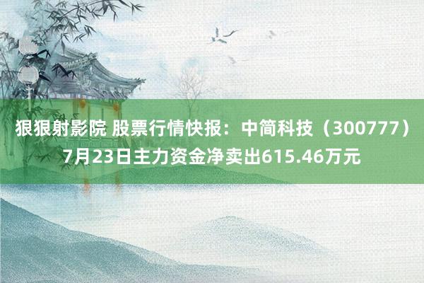 狠狠射影院 股票行情快报：中简科技（300777）7月23日主力资金净卖出615.46万元