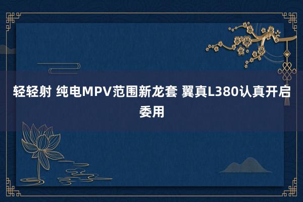 轻轻射 纯电MPV范围新龙套 翼真L380认真开启委用