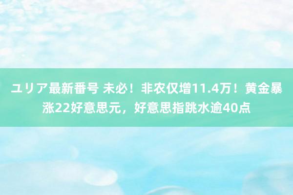 ユリア最新番号 未必！非农仅增11.4万！黄金暴涨22好意思元，好意思指跳水逾40点