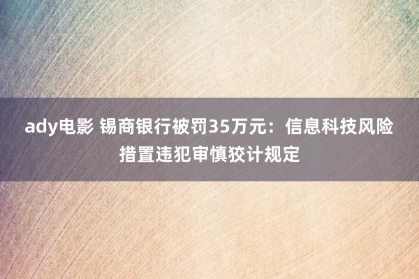 ady电影 锡商银行被罚35万元：信息科技风险措置违犯审慎狡计规定