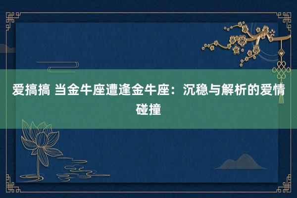 爱搞搞 当金牛座遭逢金牛座：沉稳与解析的爱情碰撞