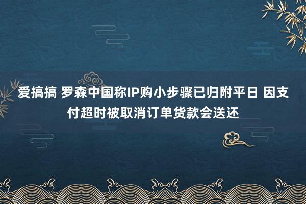 爱搞搞 罗森中国称IP购小步骤已归附平日 因支付超时被取消订单货款会送还