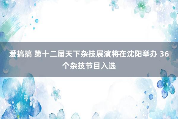 爱搞搞 第十二届天下杂技展演将在沈阳举办 36个杂技节目入选